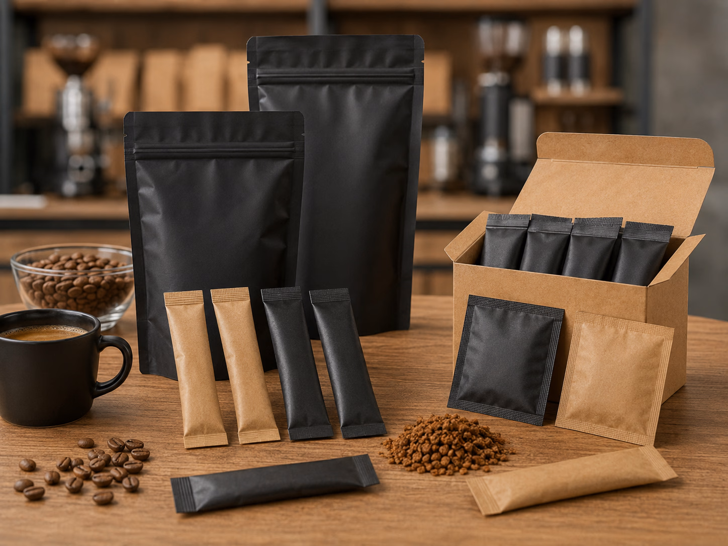black instant coffee and 3 in 1 coffee private label products